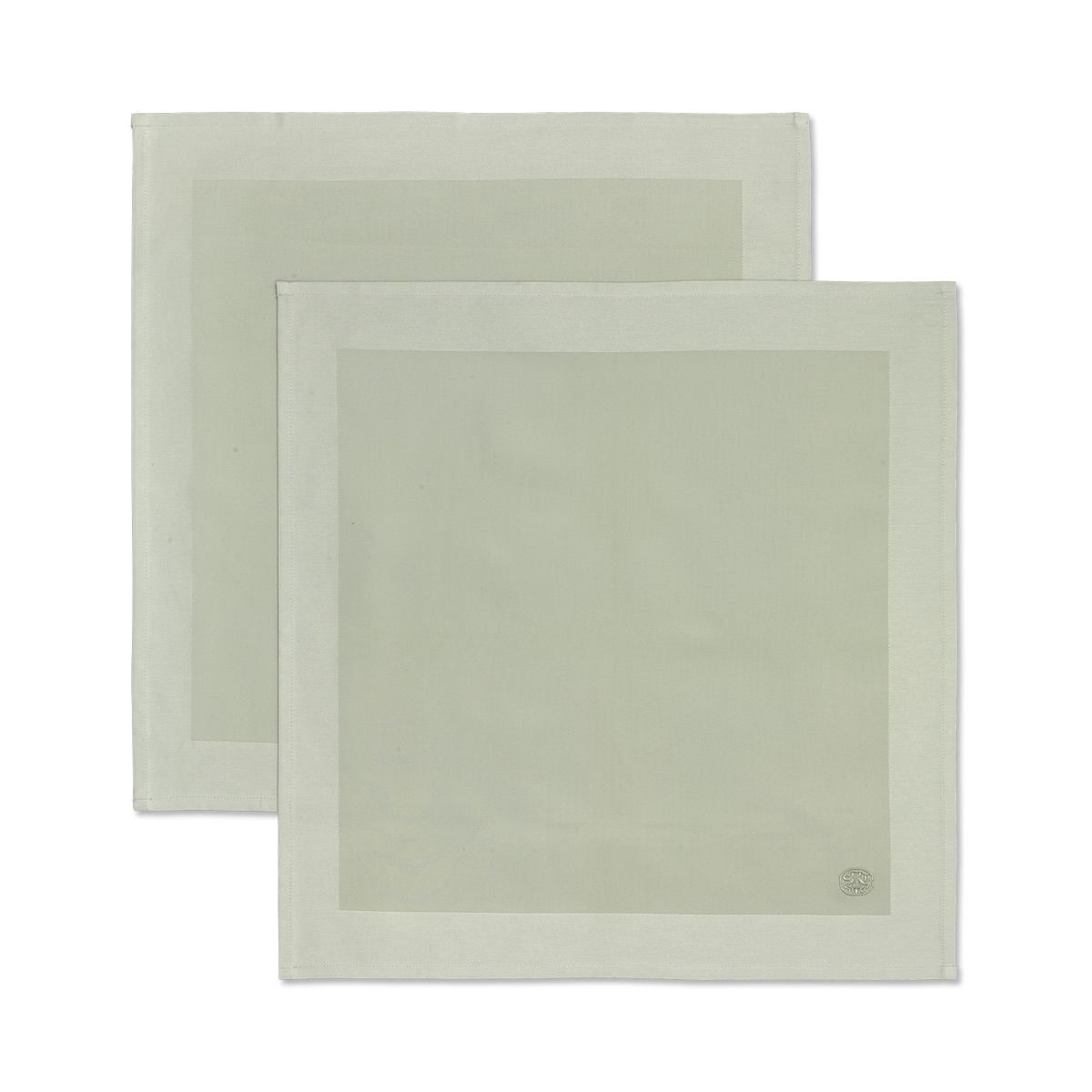 2 Damasten servetten met geborduurd logo