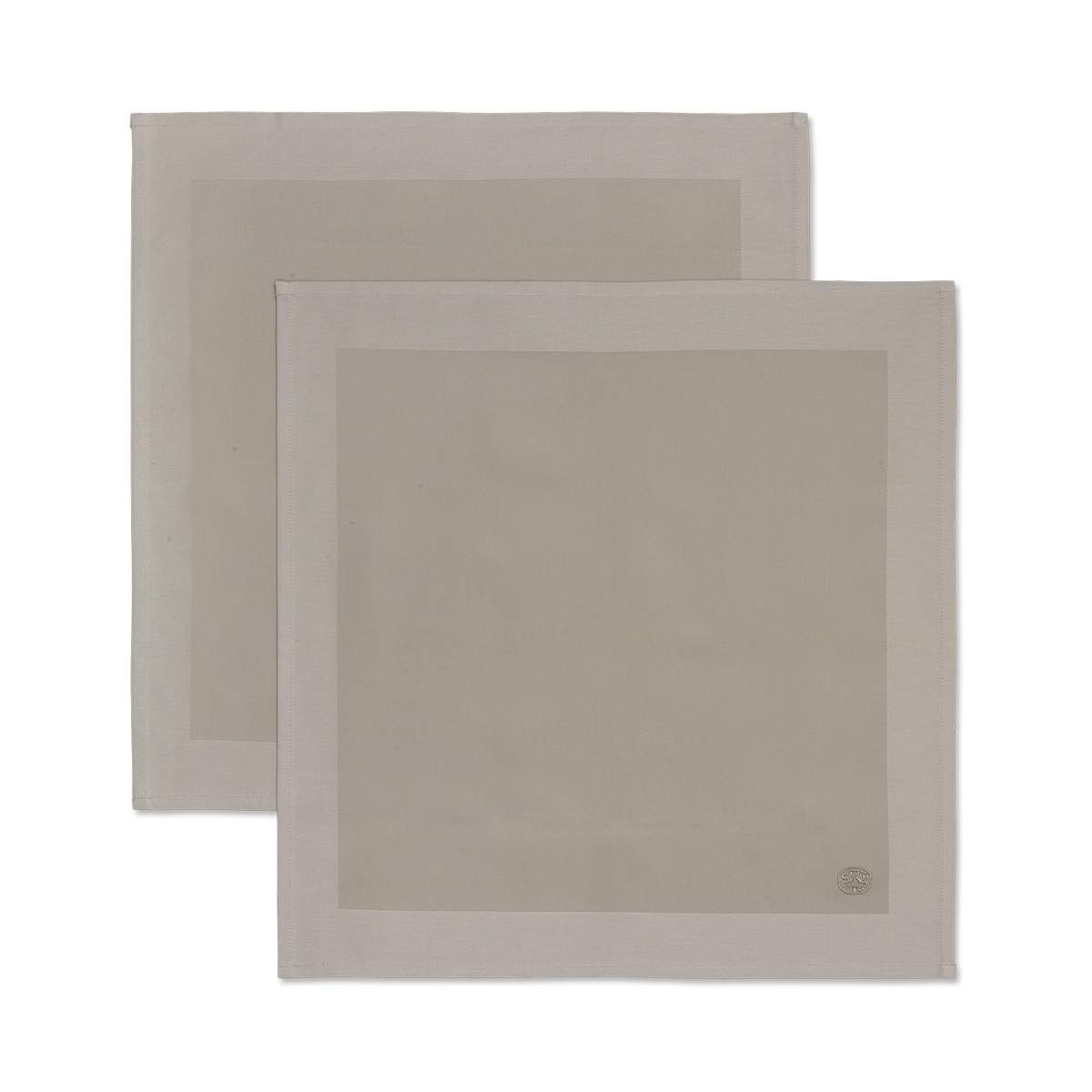 2 Damasten servetten met geborduurd logo