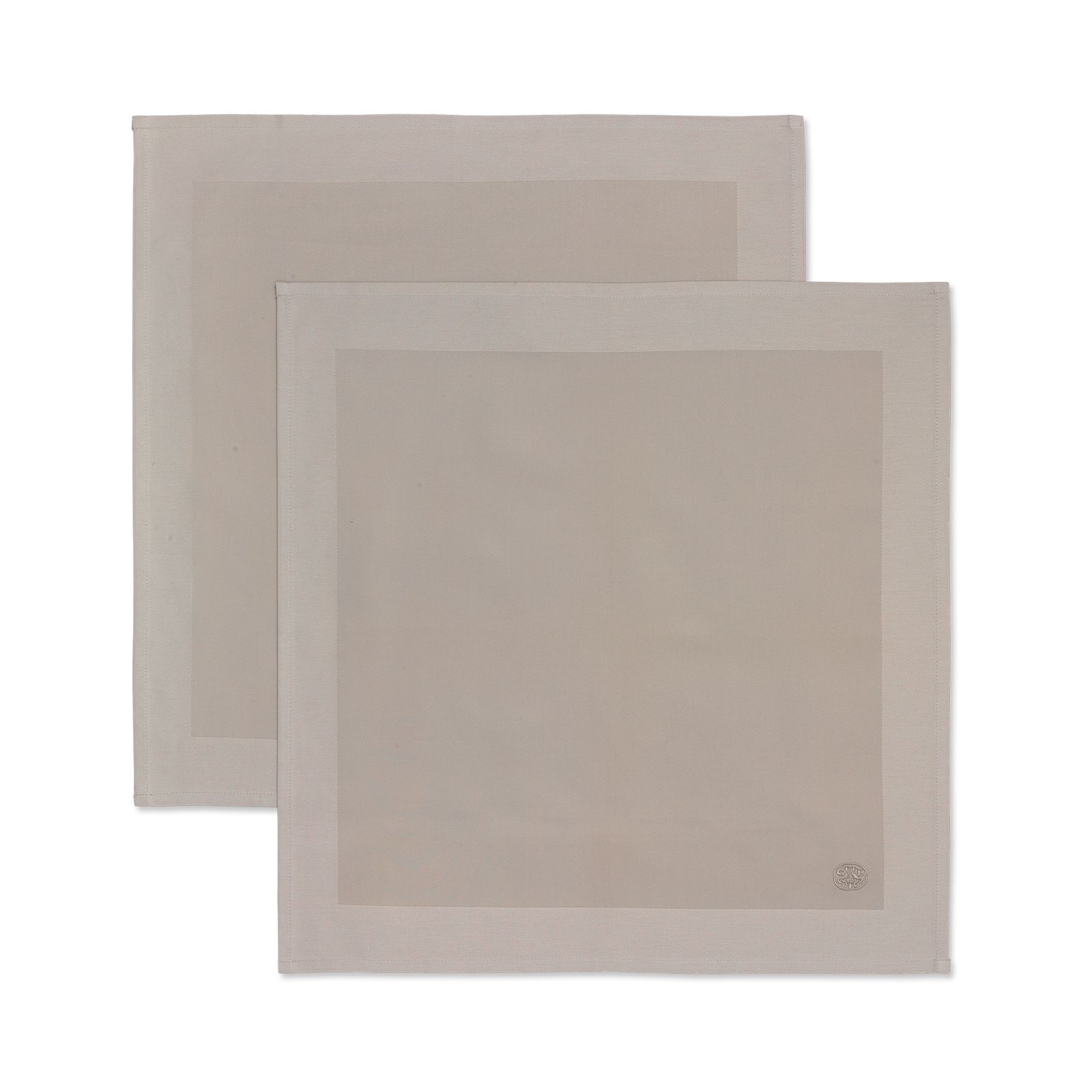2 Damasten servetten met geborduurd logo